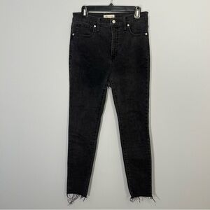 Madewell Jeans Womens 29 Black Denim 11” High Rise Skinny Raw Hem Pants Casual